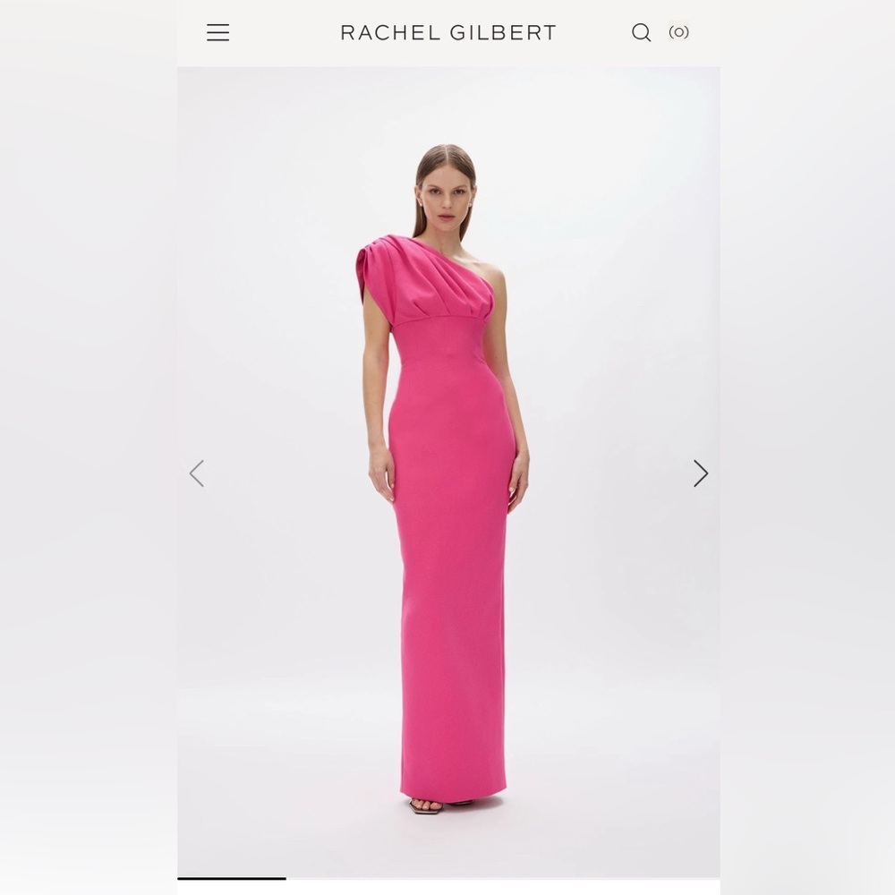 Rachel Gilbert Fuchsia One-Shoulder Dress